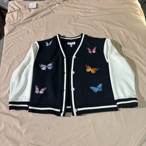Other - Black and White Cardigan with Butterfly Embroidery
